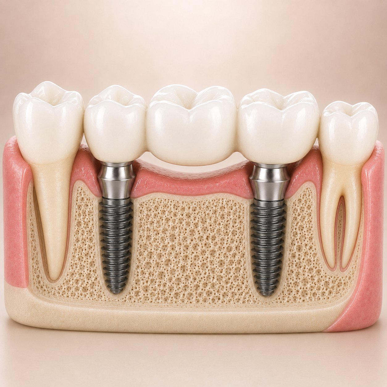 Implantaatbrug op twee implantaten